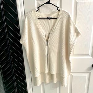 Knit Sweater - Poncho Style in White